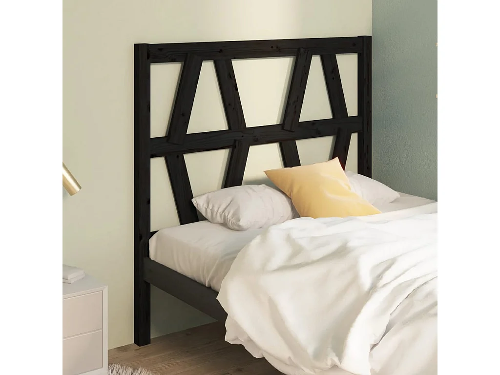 Tête de lit Noir 96x4x100 cm Bois massif de pin