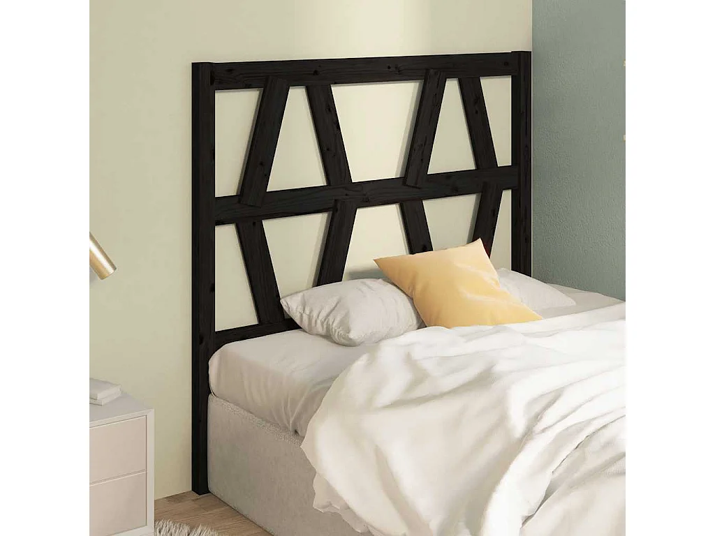 Tête de lit Noir 96x4x100 cm Bois massif de pin