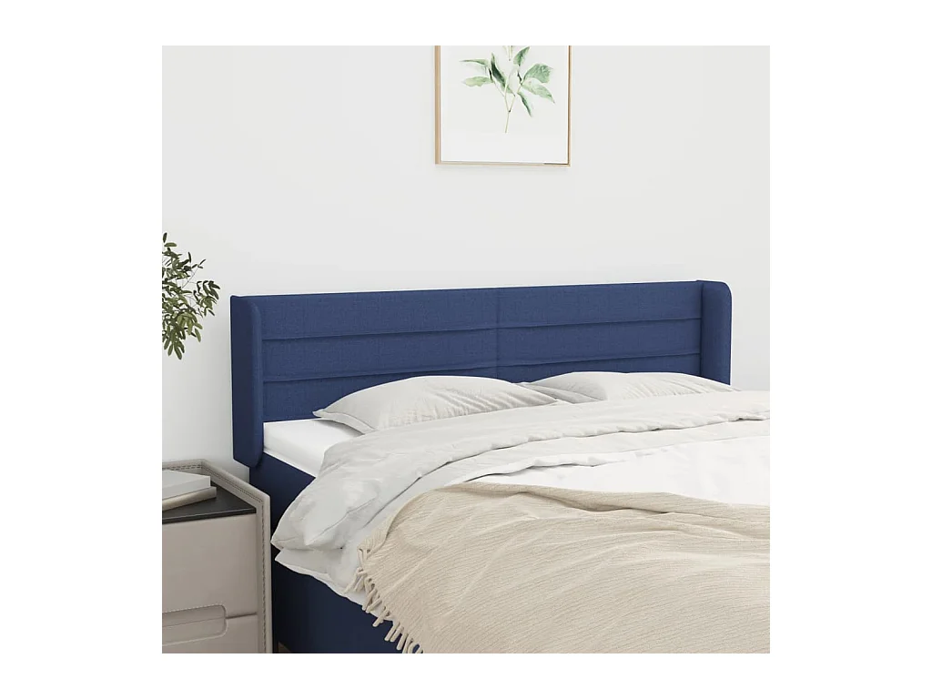 Tête de lit avec oreilles Bleu 147x16x78/88 cm Tissu