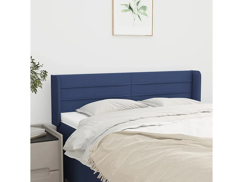 Cabeceira de cama c/ abas tecido 147x16x78/88 cm azul