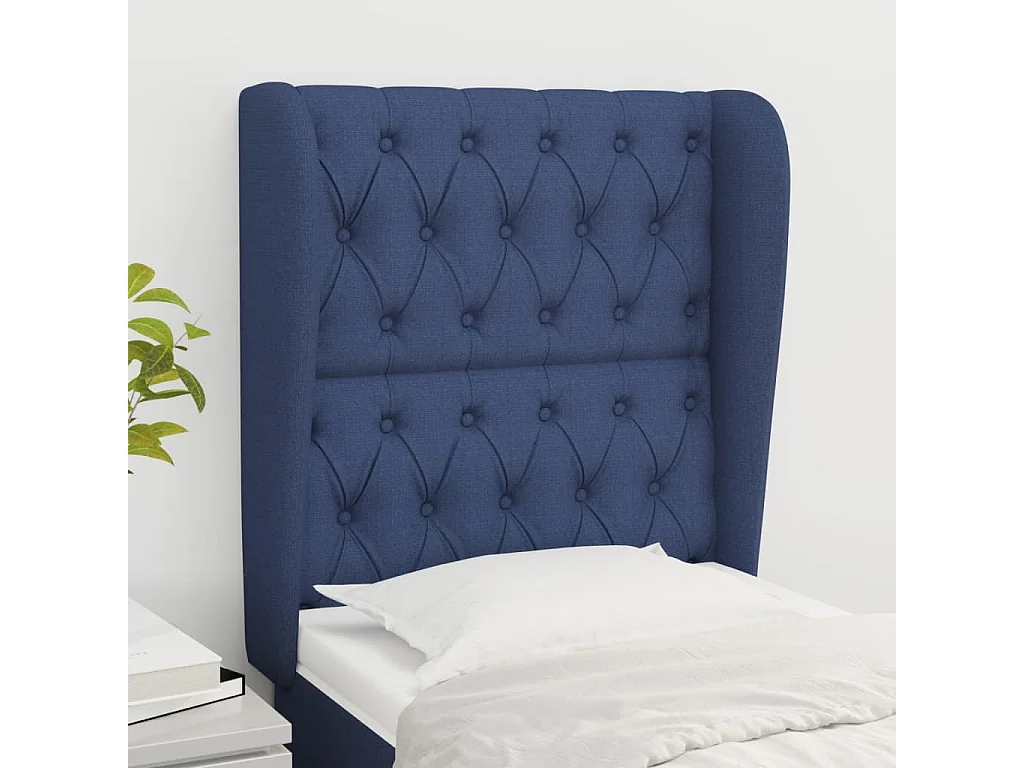 Testiera ad Orecchio Blu 83x23x118/128 cm in Tessuto