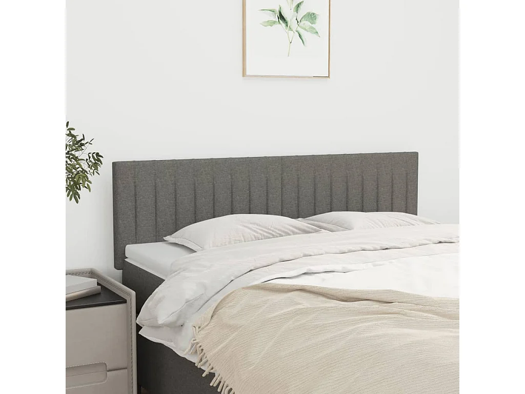 Têtes de lit Gris foncé 144x5x78/88 cm Tissu