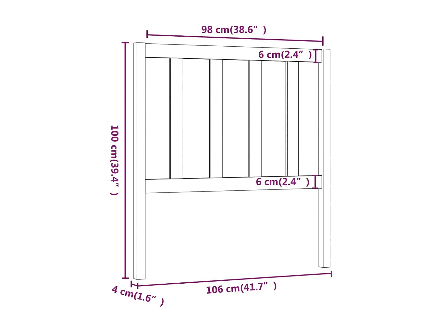 Cabecero de cama madera maciza de pino marrón miel 106x4x100 cm