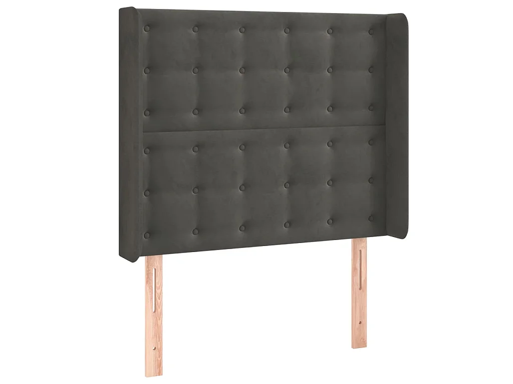 Testiera ad Orecchio Grigio Scuro 83x16x118/128 cm in Velluto