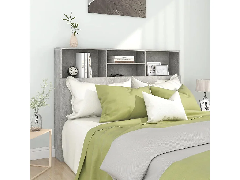 Armoire de tête de lit Gris béton 140x19x103,5 cm