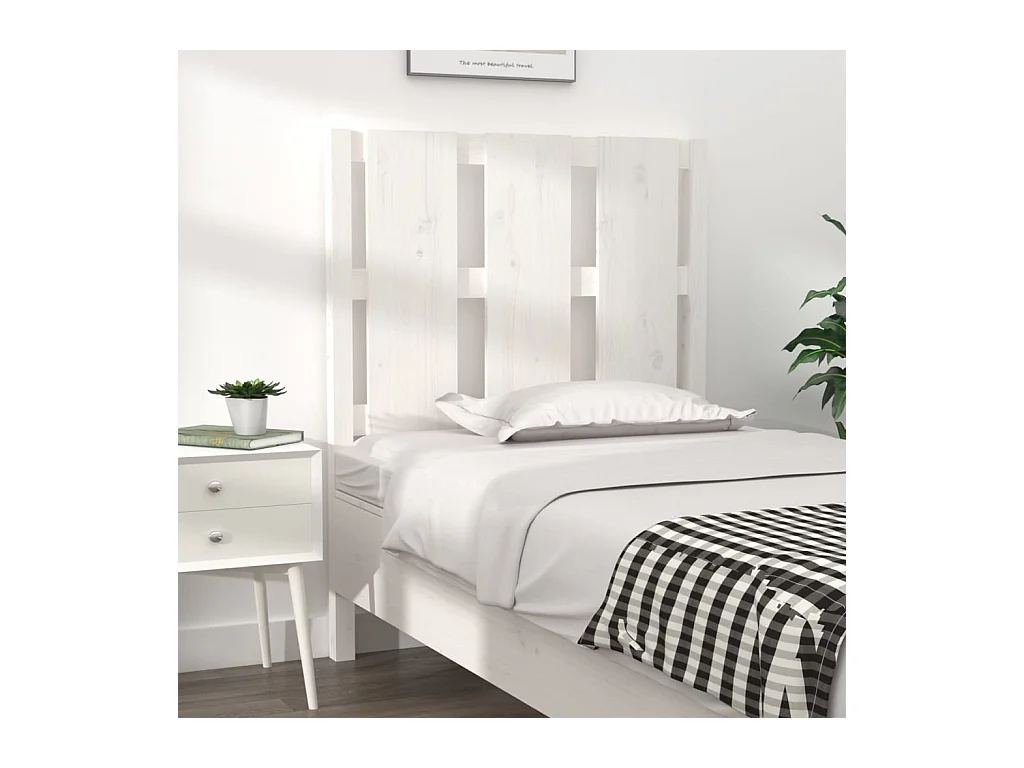 Tête de lit Blanc 80,5x4x100 cm Bois massif de pin