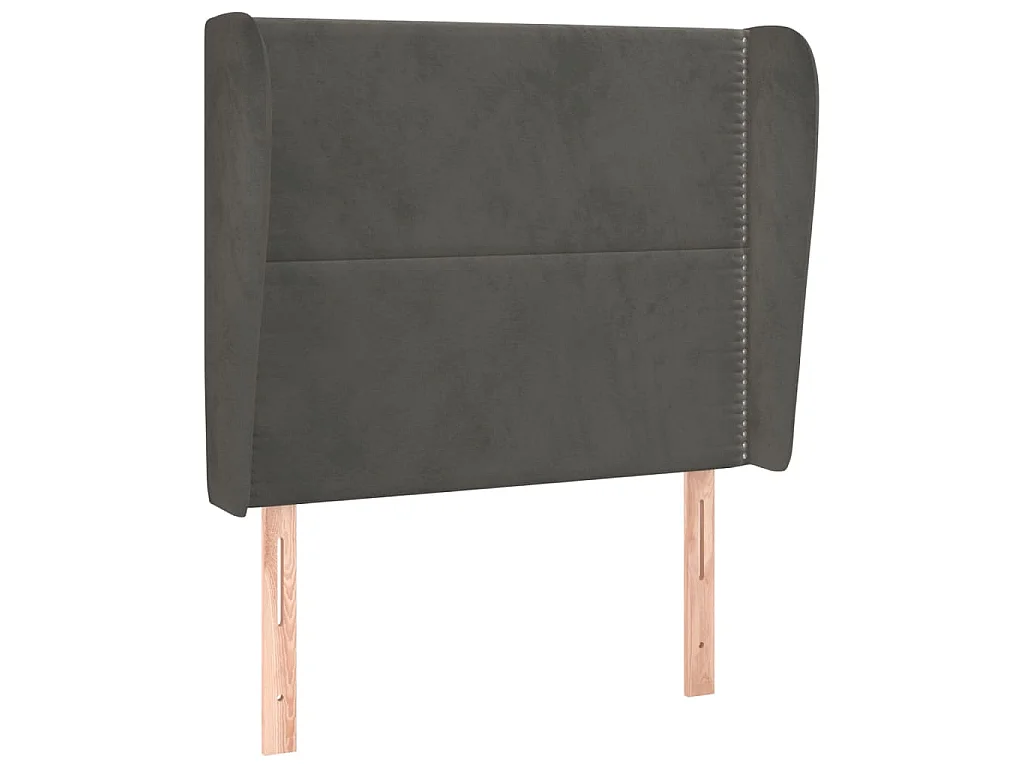 Testiera ad Orecchio Grigio Scuro 93x23x118/128 cm in Velluto