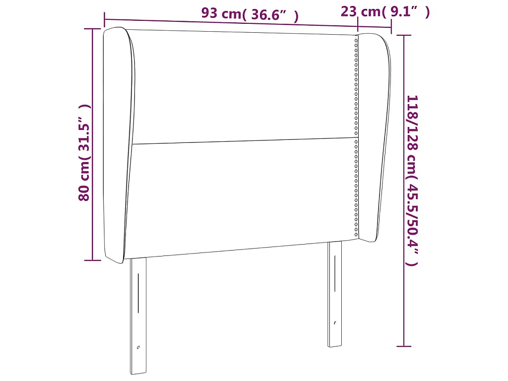 Testiera ad Orecchio Grigio Scuro 93x23x118/128 cm in Velluto