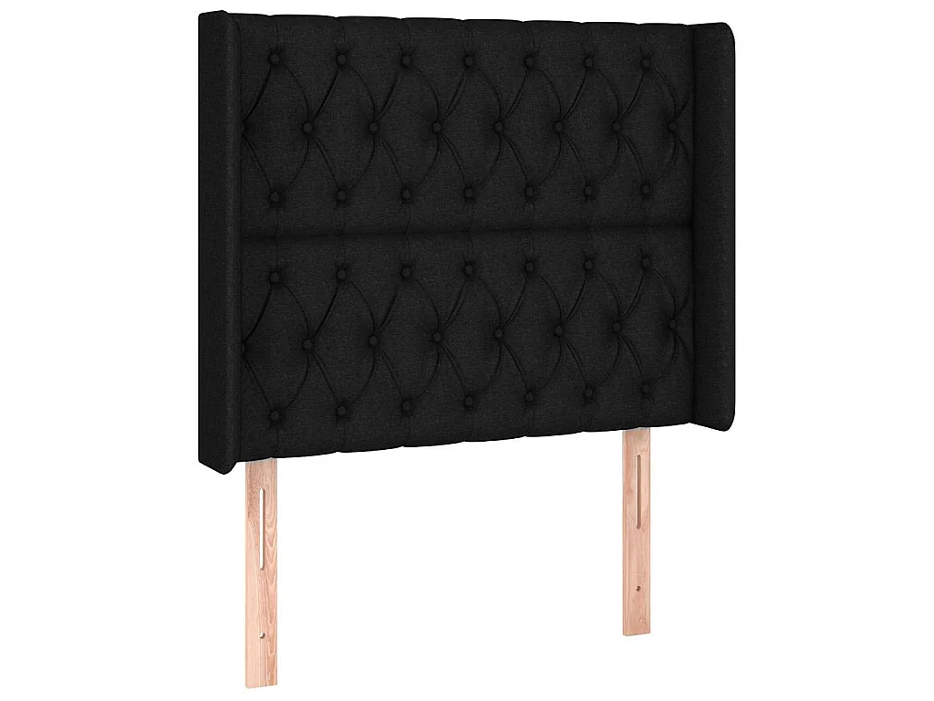 Tête de lit avec oreilles Noir 103x16x118/128 cm Tissu