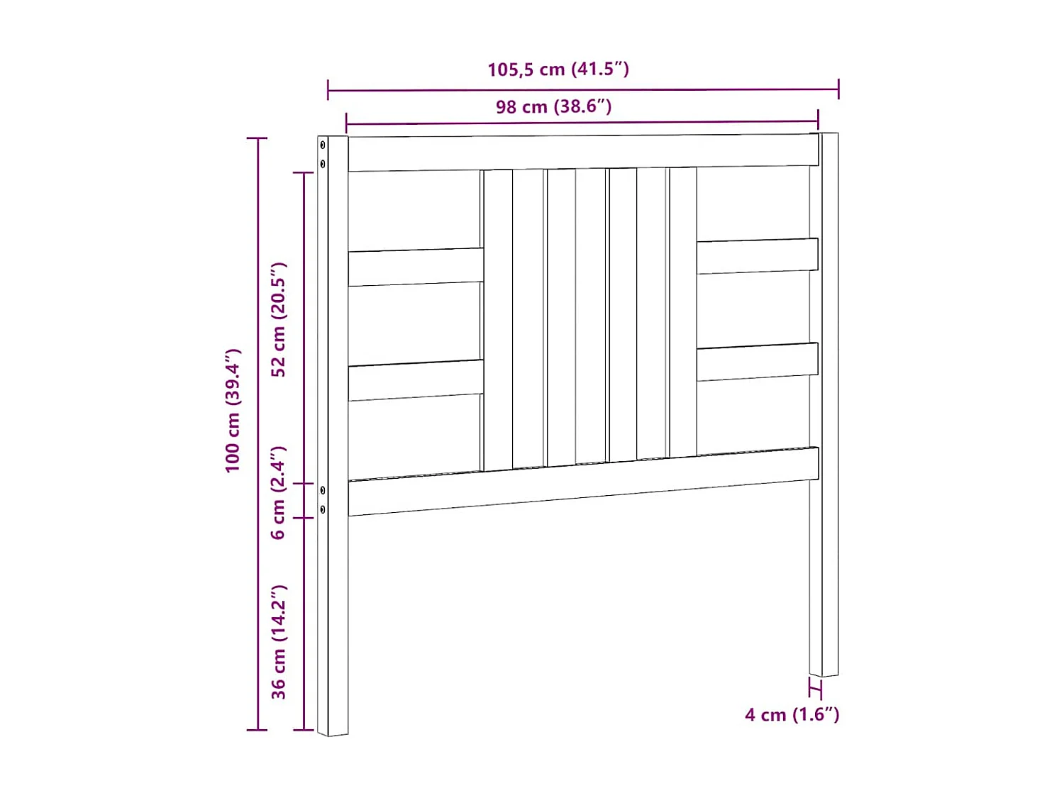 Tête de lit Blanc 106x4x100 cm Bois massif de pin