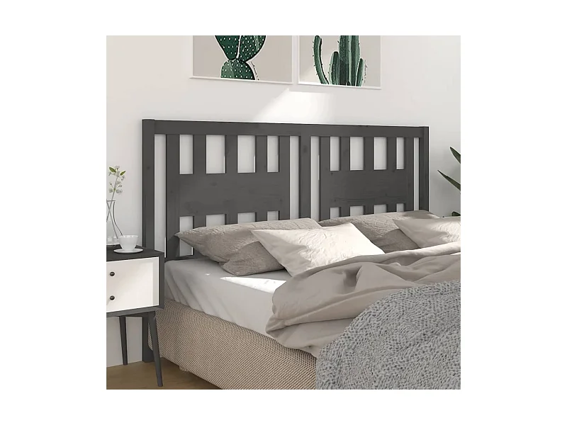 Tête de lit Gris 126x4x100 cm Bois massif de pin