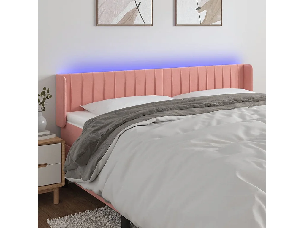 Testiera a LED Rosa 203x16x78/88 cm in Velluto