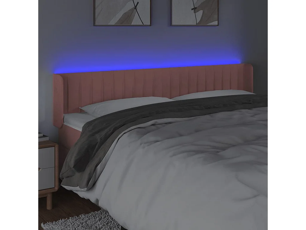 Testiera a LED Rosa 203x16x78/88 cm in Velluto