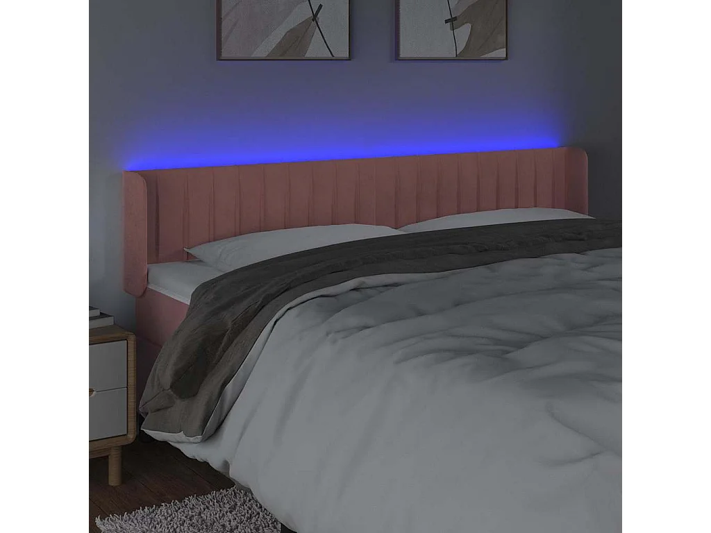Tête de lit à LED Rose 203x16x78/88 cm Velours