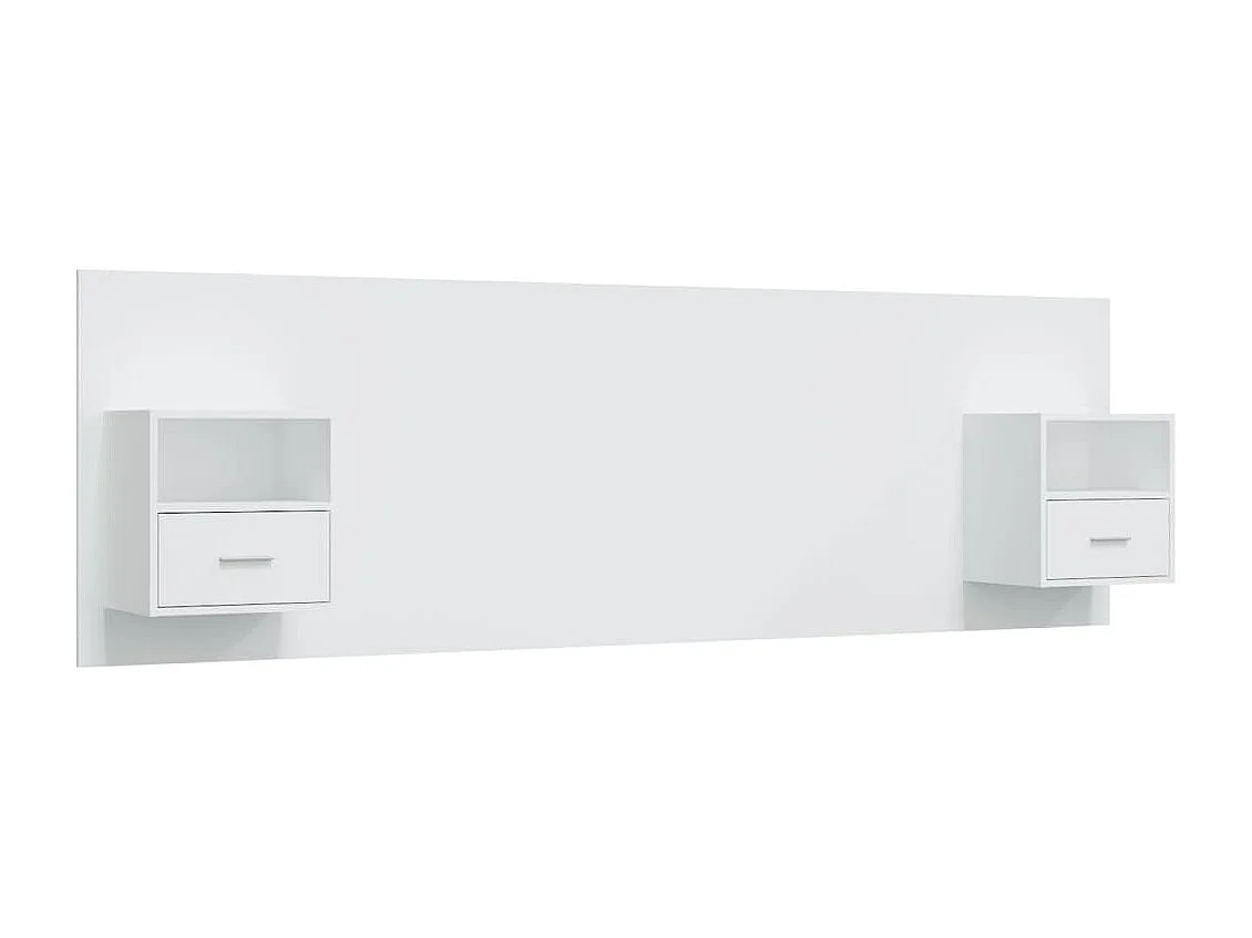 Cabeceira cama + armários madeira processada branco