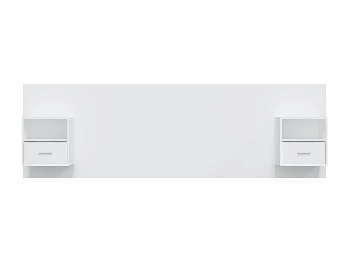 Cabeceira cama + armários madeira processada branco