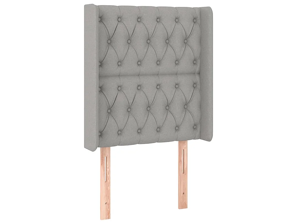 Hoofdbord met randen 83x16x118/128 cm stof lichtgrijs