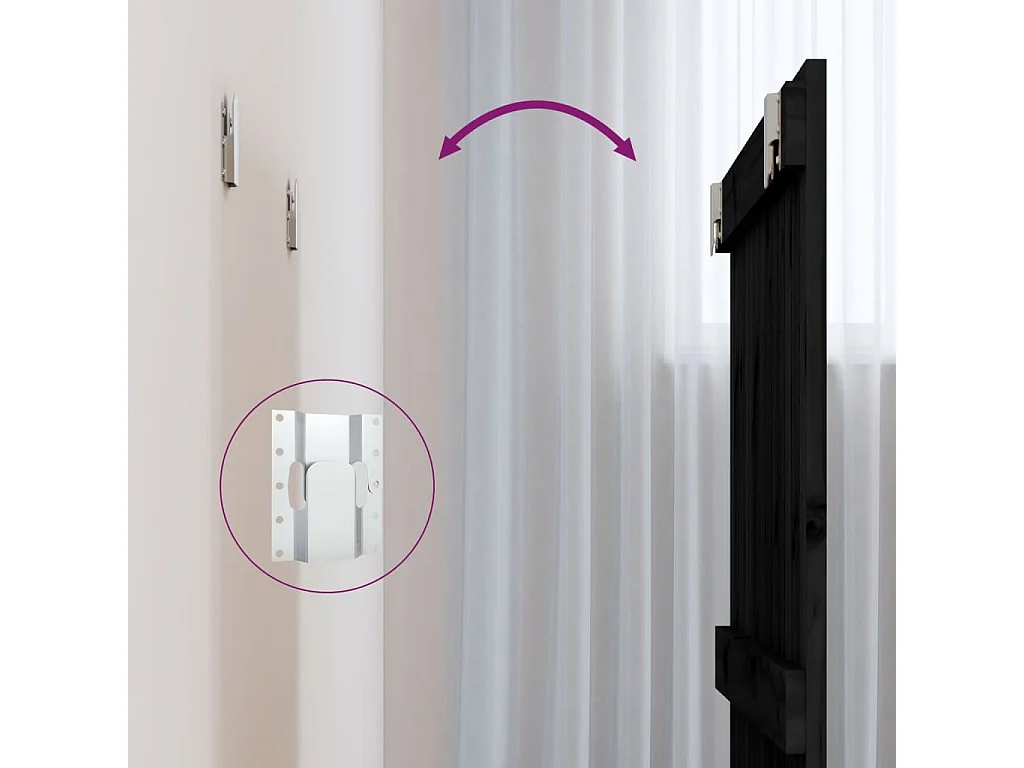 Wand-Kopfteil Schwarz 82,5x3x60 cm Massivholz Kiefer