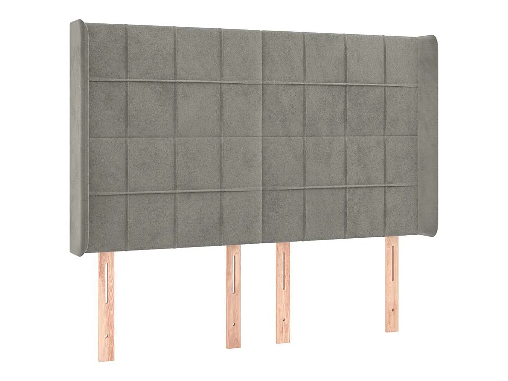 Testiera ad Orecchio Grigio Chiaro 147x16x118/128 cm in Velluto