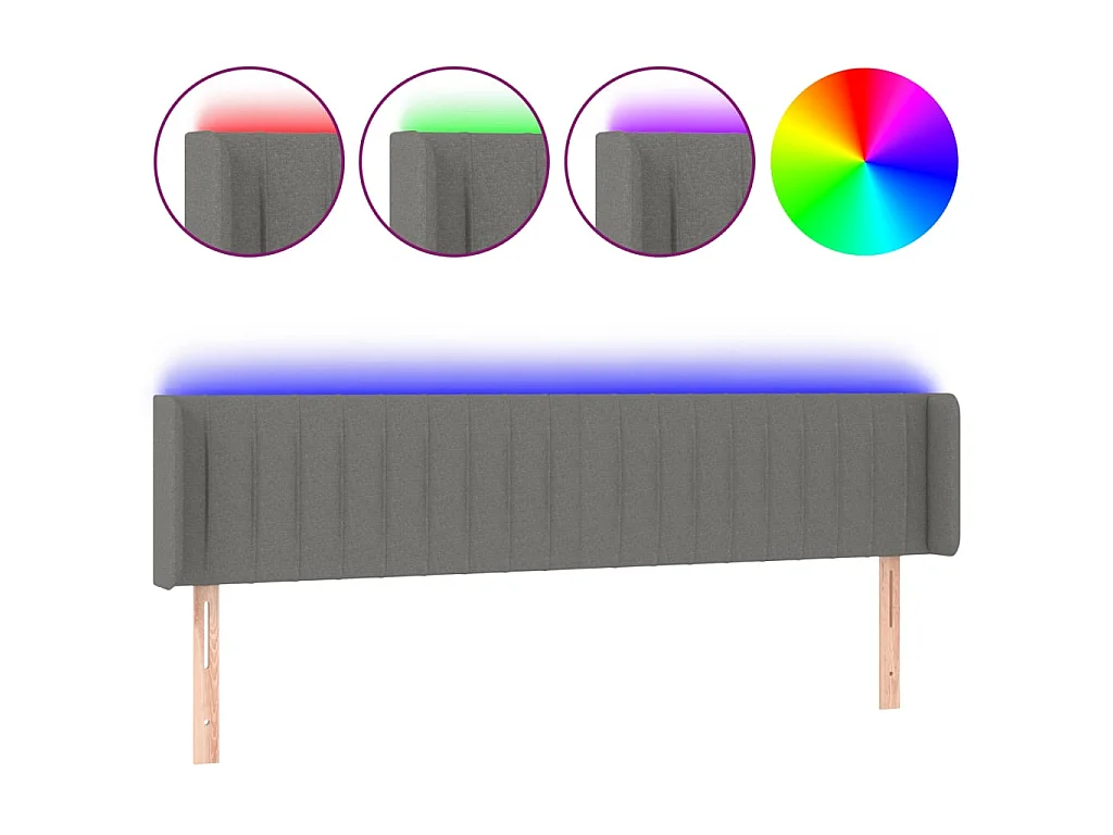 Hoofdbord LED 203x16x78/88 cm stof donkergrijs