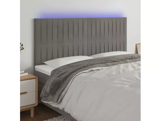 Kauf Unique LED Kopfteil Hellgrau 180x5x118/128 cm Samt