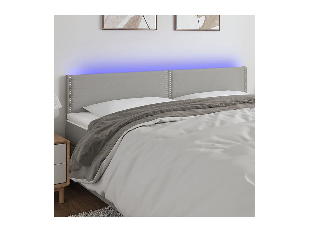 Tête de lit à LED Gris clair 200x5x78/88 cm Tissu