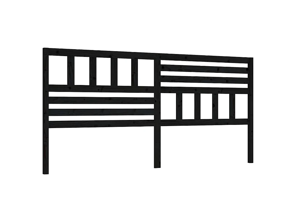 Tête de lit Noir 206x4x100 cm Bois massif de pin
