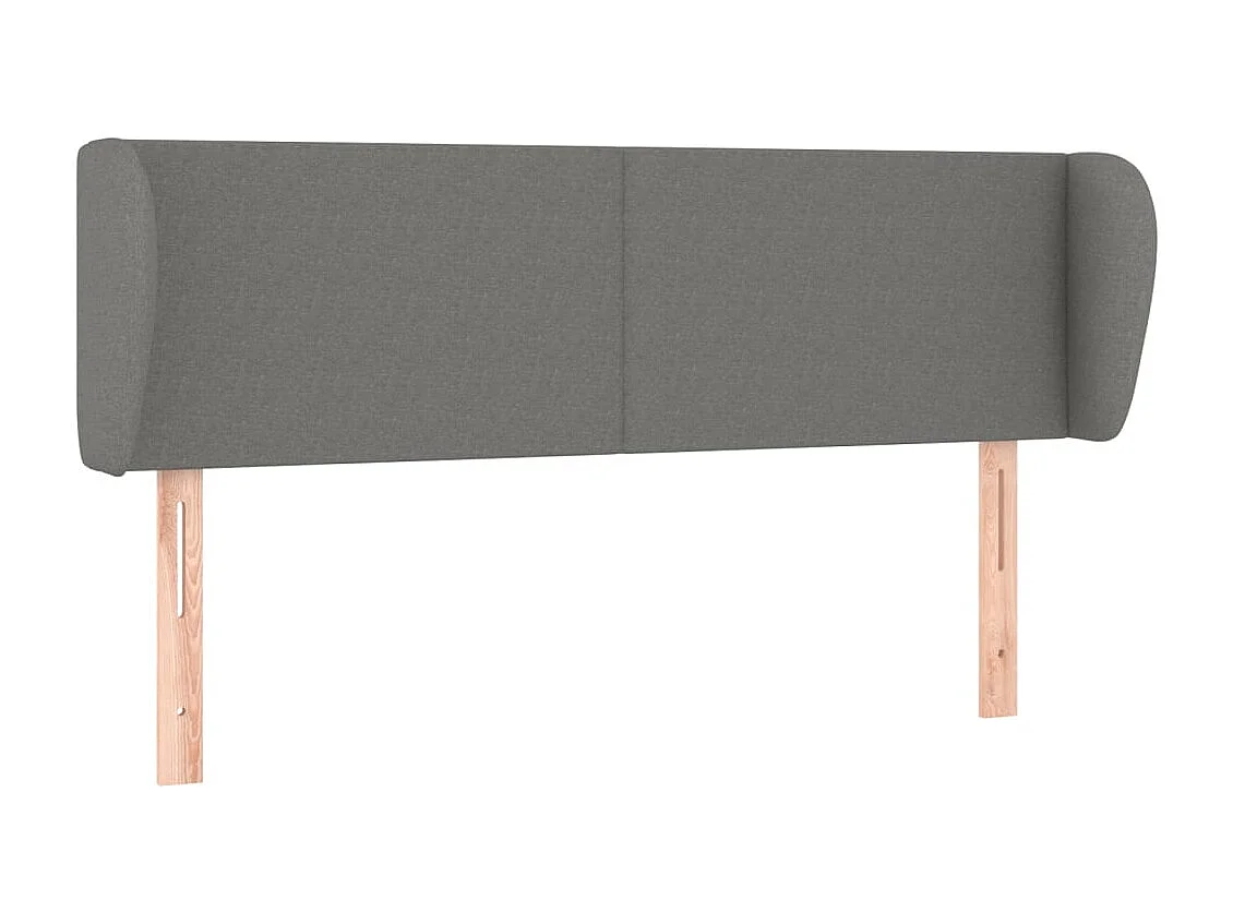 Cabeceira de cama c/ abas tecido 147x23x78/88cm cinzento-escuro