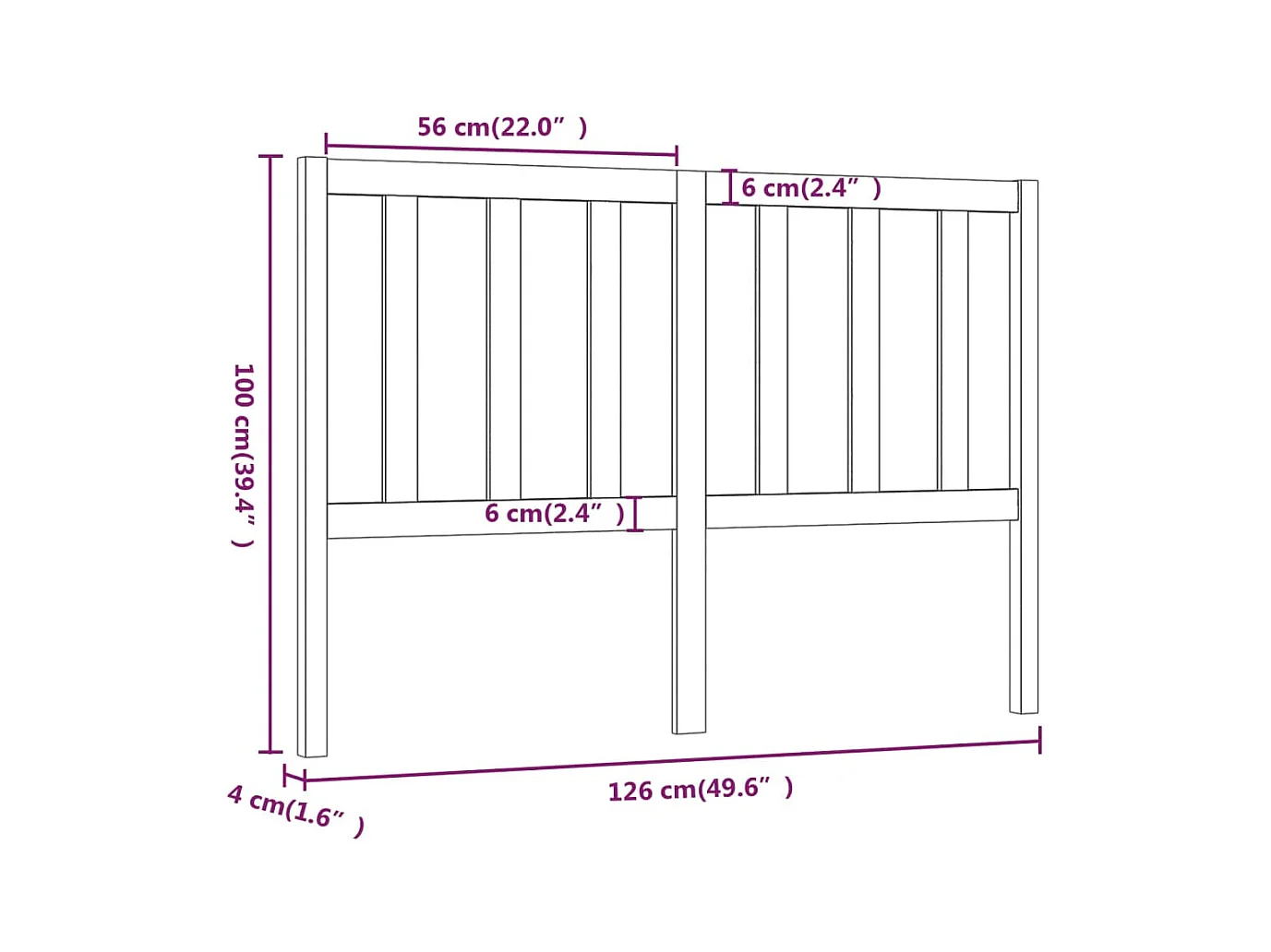 Tête de lit Gris 126x4x100 cm Bois massif de pin