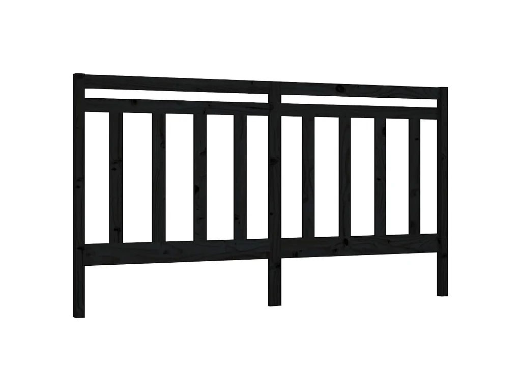 Tête de lit Noir 186x4x100 cm Bois massif de pin