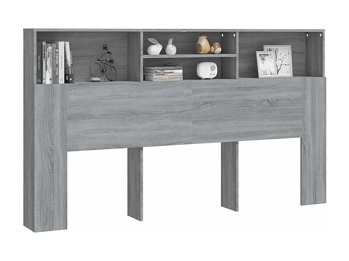 Kopfteil mit Ablagen Grau Sonoma 180x19x103,5 cm