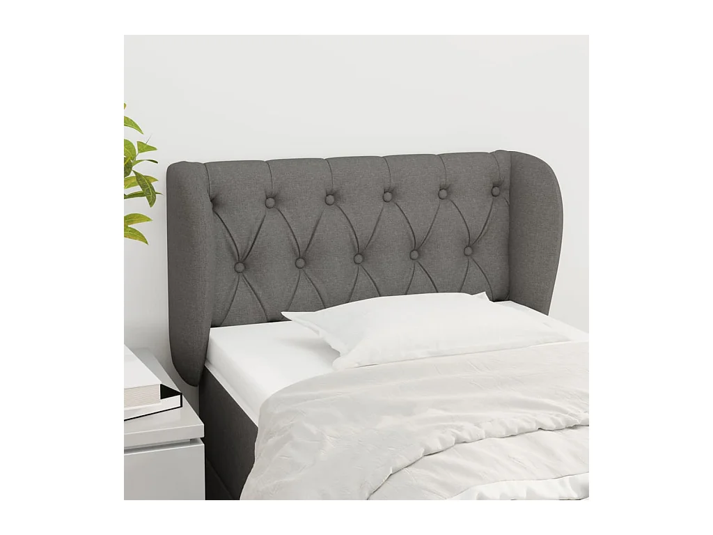 Tête de lit avec oreilles Gris foncé 83x23x78/88 cm Tissu