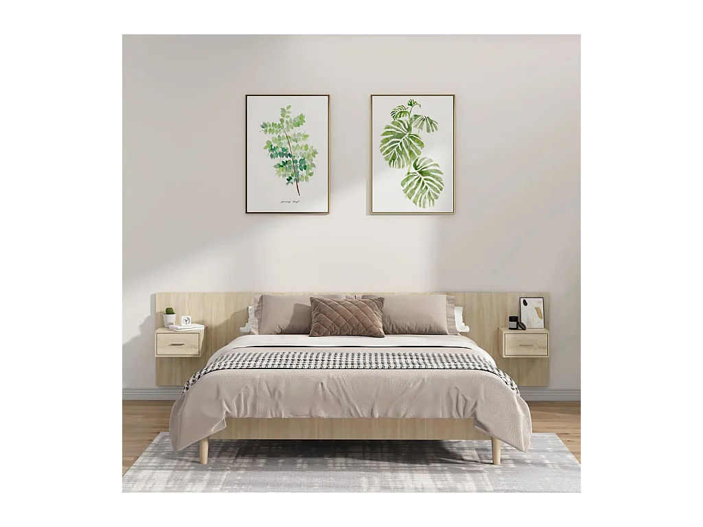 Tête de lit avec armoires Chêne sonoma Bois d'ingénierie