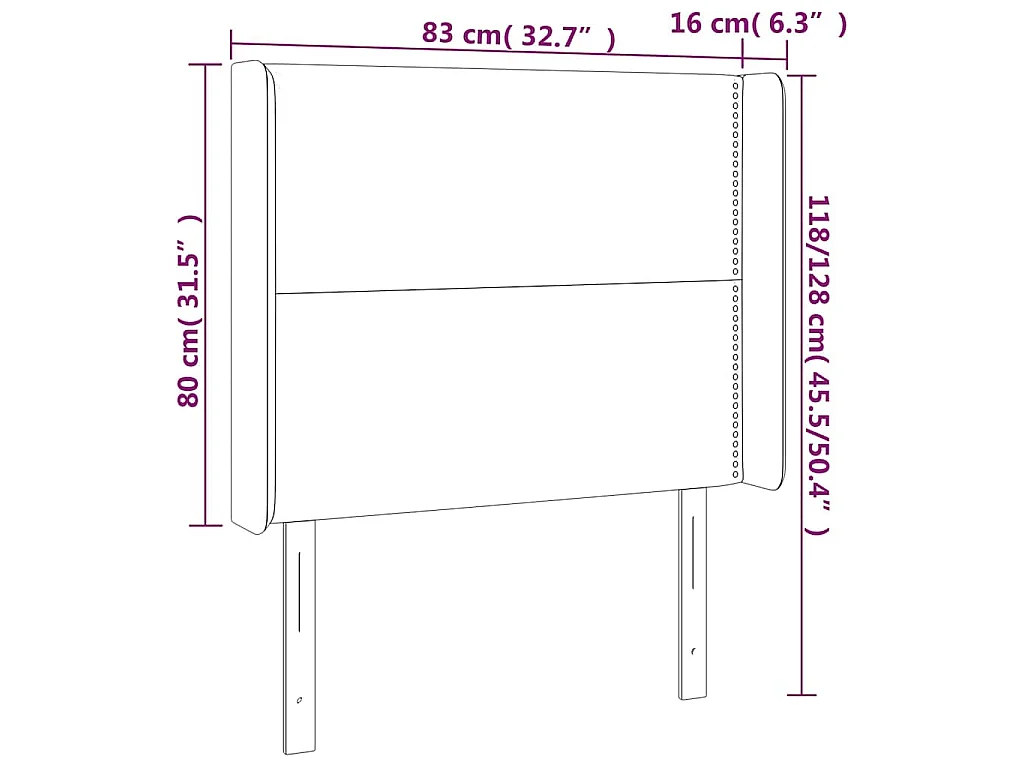 Tête de lit à LED Gris foncé 83x16x118/128 cm Velours