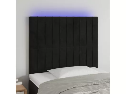 Kauf Unique LED Kopfteil Schwarz 80x5x118/128 cm Samt