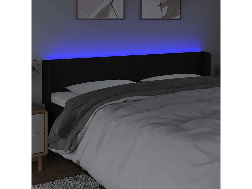 Tête de lit à LED Noir 163x16x78/88 cm Tissu