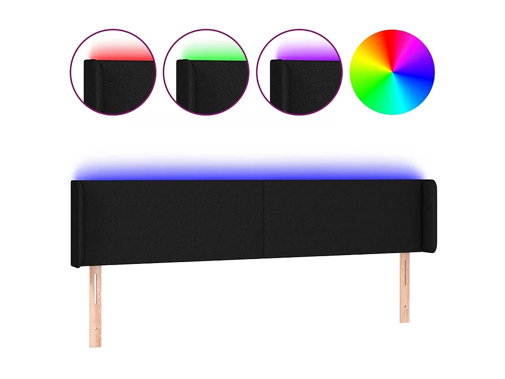 Cabeceira de cama c/ luzes LED tecido 163x16x78/88 cm preto