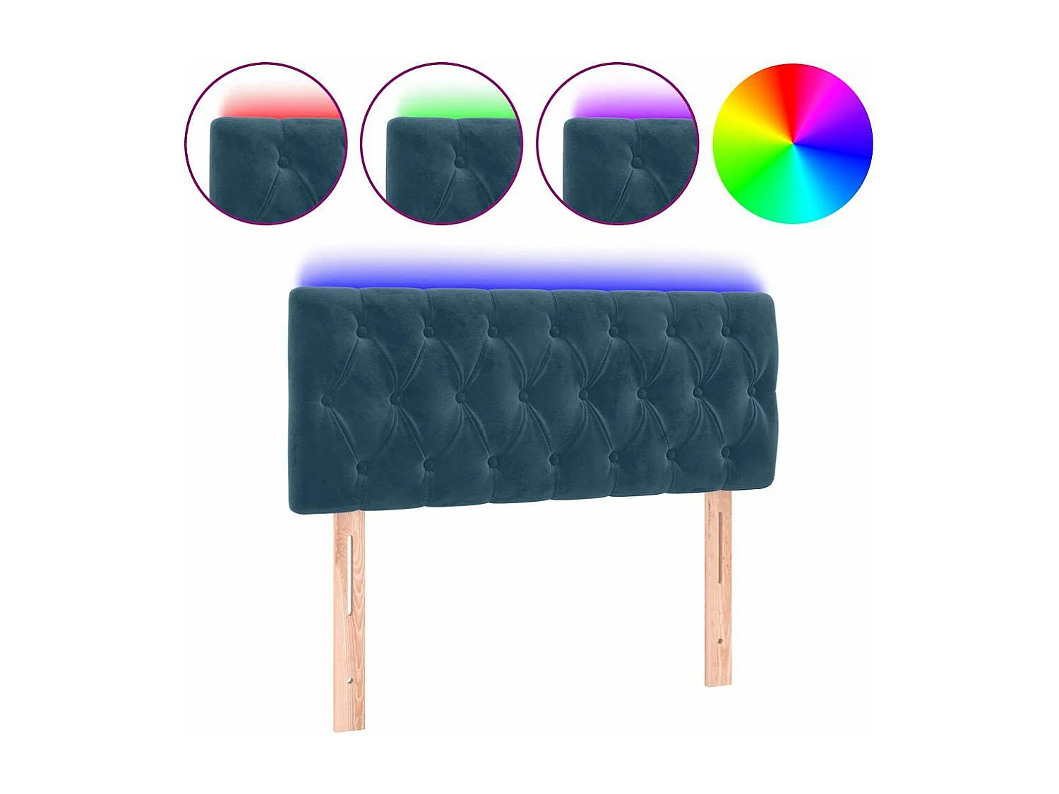 Hoofdbord LED 90x7x78/88 cm fluweel donkerblauw