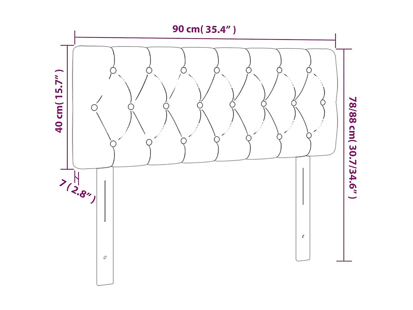 Hoofdbord LED 90x7x78/88 cm fluweel donkerblauw