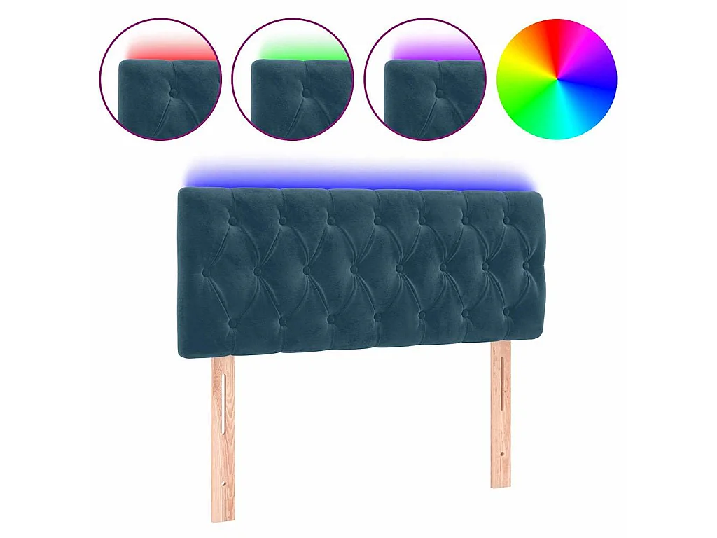 Hoofdbord LED 90x7x78/88 cm fluweel donkerblauw