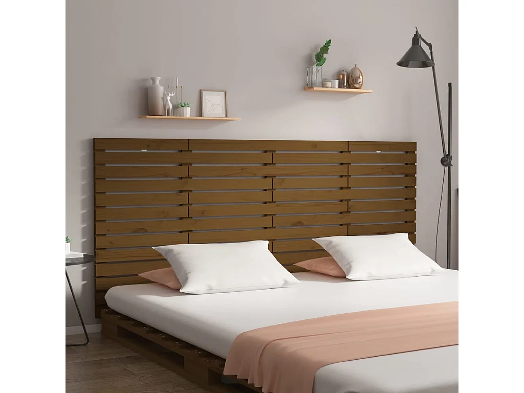 Tête de lit murale Marron miel 166x3x91,5 cm Bois massif de pin