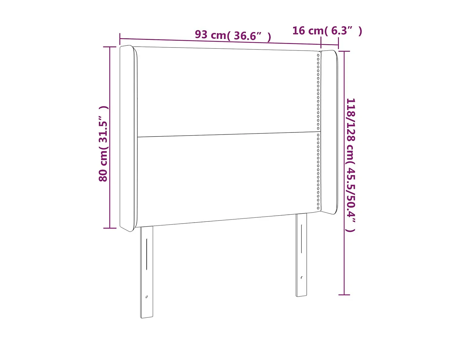 Hoofdbord LED 93x16x118/128 cm stof donkergrijs