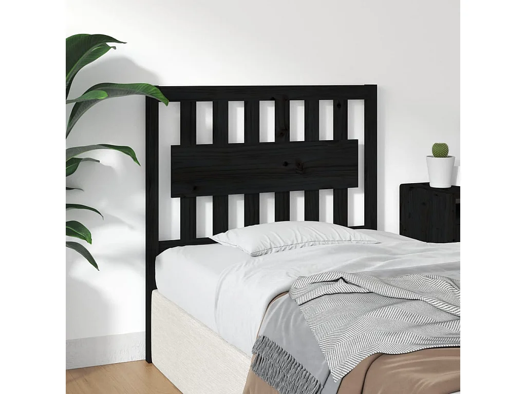 Tête de lit Noir 95,5x4x100 cm Bois massif de pin