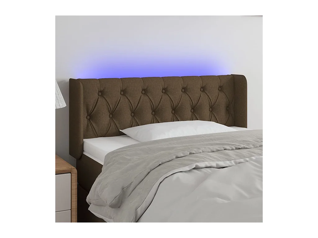 Tête de lit à LED Marron foncé 93x16x78/88 cm Tissu