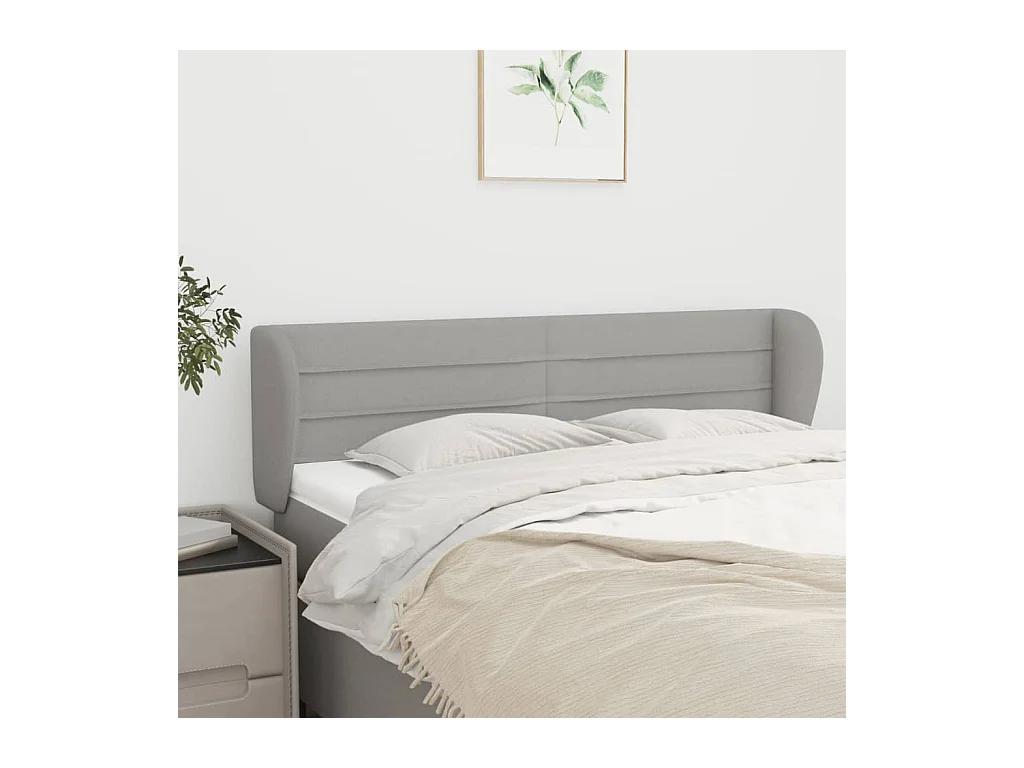 Tête de lit avec oreilles Gris clair 147x23x78/88 cm Tissu