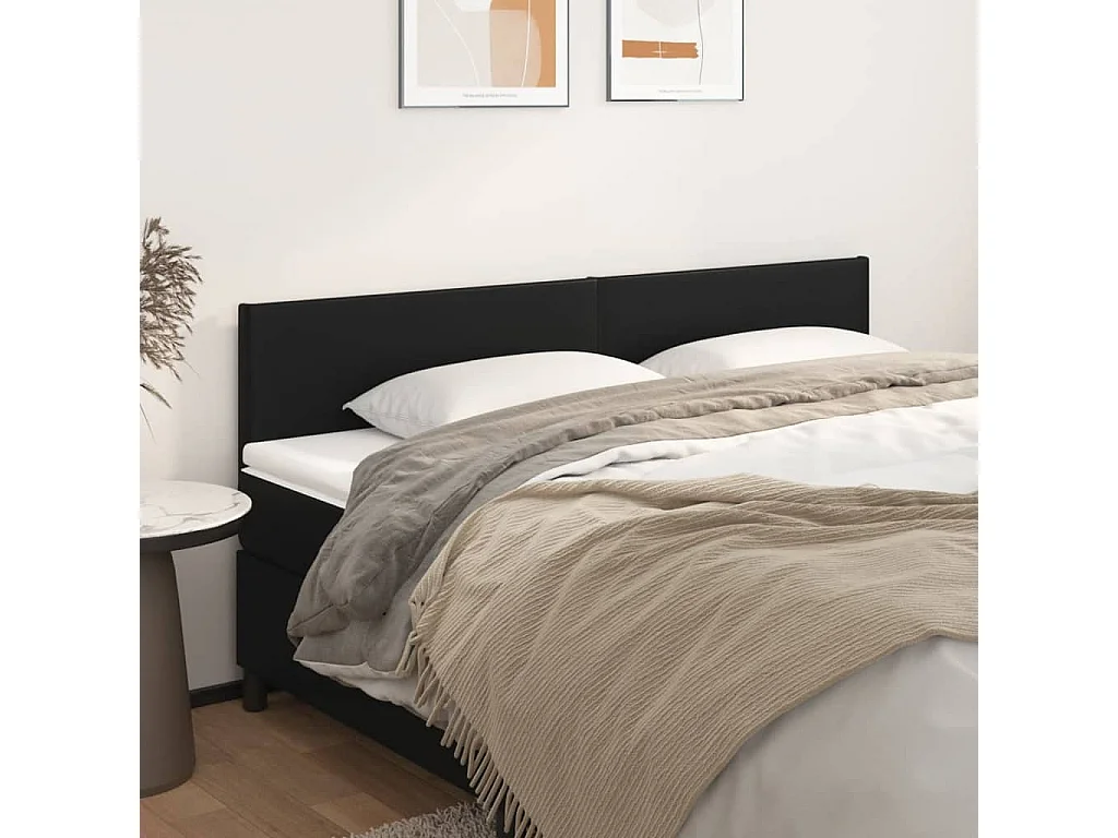 Testiera Nera 160x5x78/88 cm in Similpelle