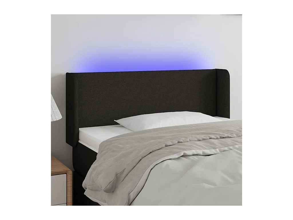 Tête de lit à LED Noir 103x16x78/88 cm Tissu