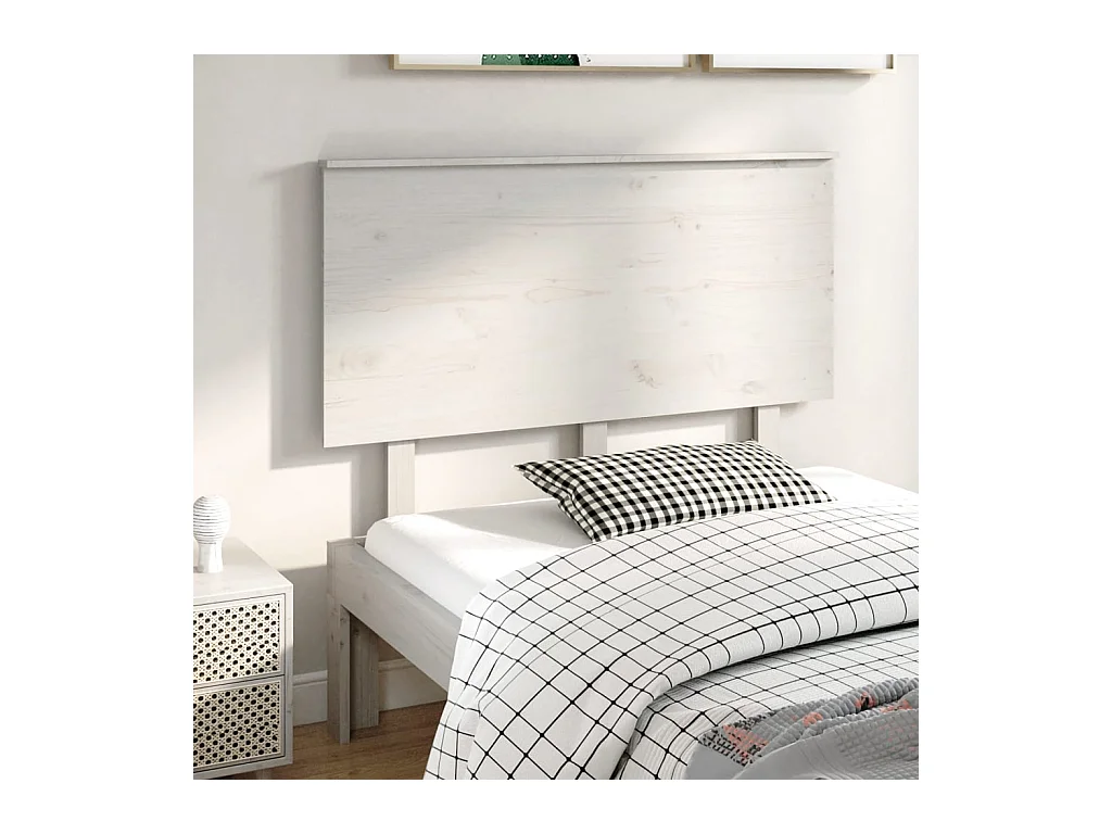 Testiera per Letto Bianca 124x6x82,5 cm Legno Massello di Pino