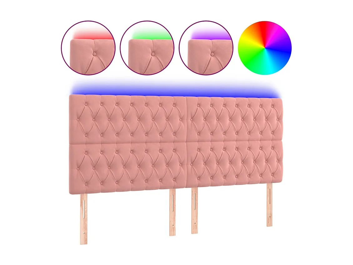 Tête de lit à LED Rose 200x7x118/128 cm Velours