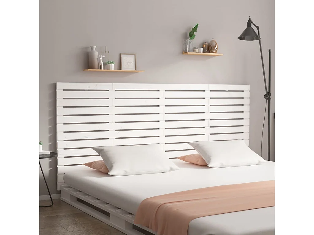 Wand-Kopfteil Weiß 166x3x91,5 cm Massivholz Kiefer